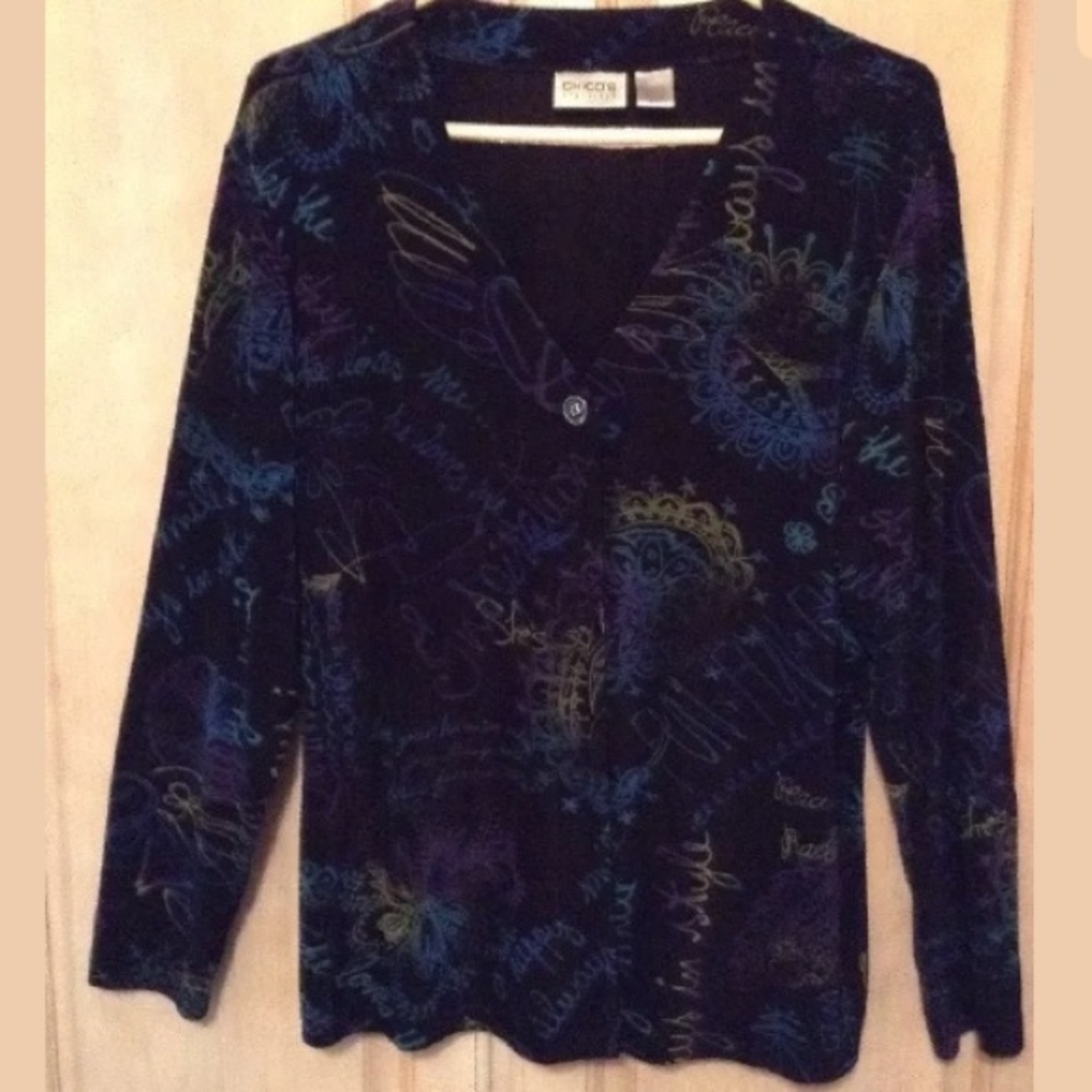 Chico’s TRAVELERS L.Slv. Design Print Jacket size3